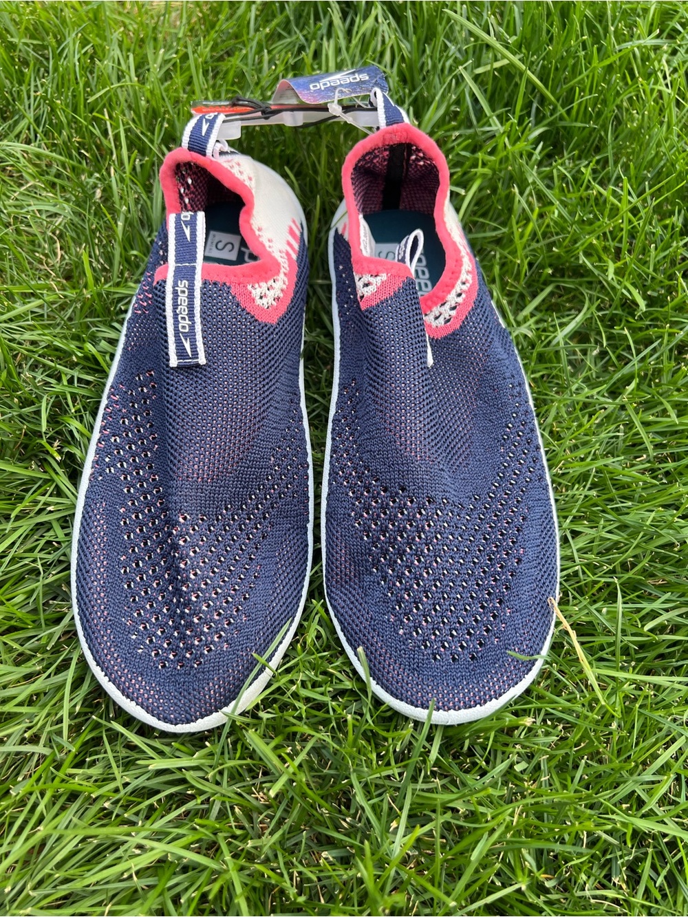 Speedo Navy and Pink Knit Slip-On Water Shoes